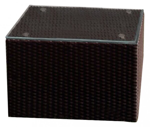 Tavolino Dallas con Vetro 60x60x42,5 h cm in Wicker Marrone