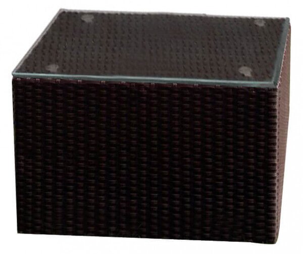 Tavolino Dallas con Vetro 60x60x42,5 h cm in Wicker Marrone