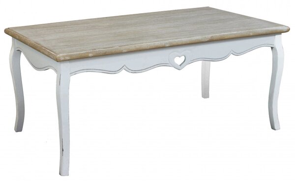 Tavolino Cuore 110x48x59 h cm in Legno di paulownia Bianco