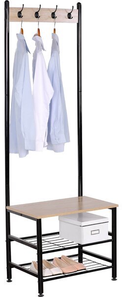 Appendiabiti Panchina per Ingresso con Scarpiera 60x40x175 cm in Metallo e Truciolato Motti