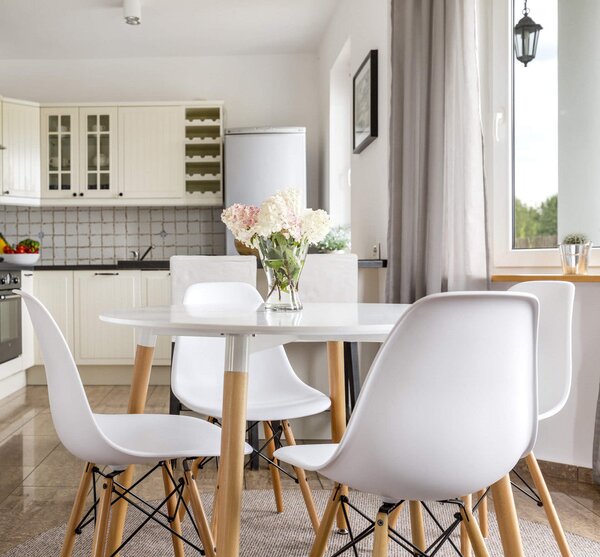 Tavolo Lione Ø120x75 h cm in Legno Bianco