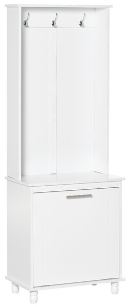 Mobile per Ingresso con Appendiabiti 60x35x169 cm in Legno MDF Bianco