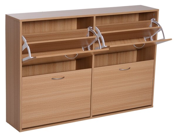 Scarpiera Salvaspazio Capacità 24 Paia Legno naturale 120x24x81 cm