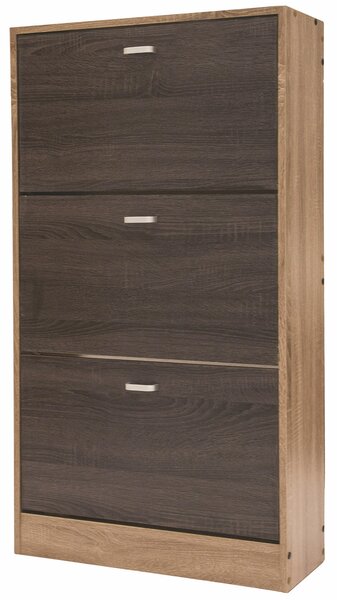 Scarpiera 3 Scomparti in MDF 63x24x115 cm Soriani Marrone Chiaro e Scuro