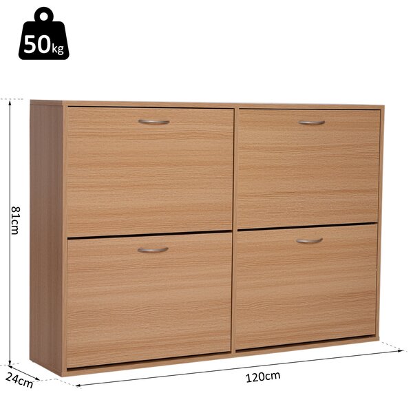 Scarpiera Salvaspazio Capacità 24 Paia Legno naturale 120x24x81 cm