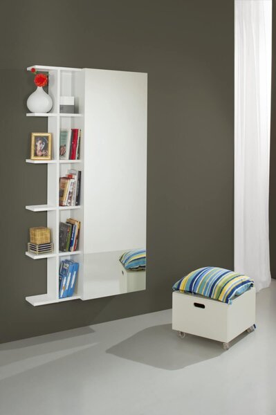 Scarpiera Libreria 5 Ripiani in Melaminico 88,5x25x160cm TFT Sc Bianca Specchio