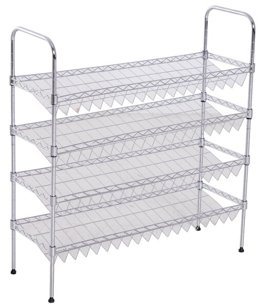 Scarpiera in Metallo con 4 Ripiani Regolabili 75x25x87 cm