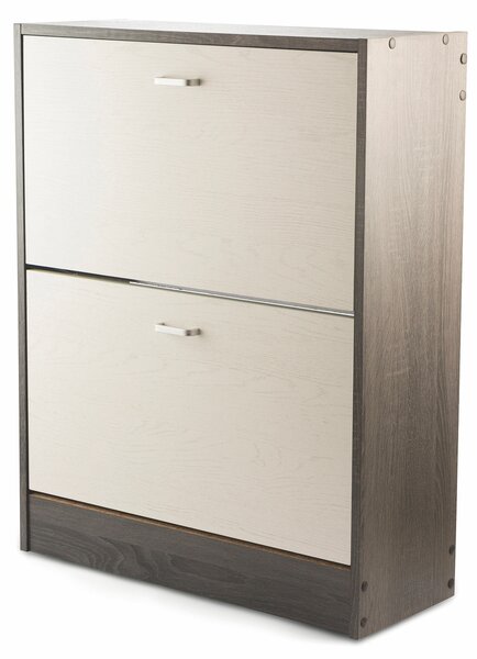Scarpiera 2 Scomparti in MDF 63x24x80 cm Soriani Bianco e Grigio Scuro