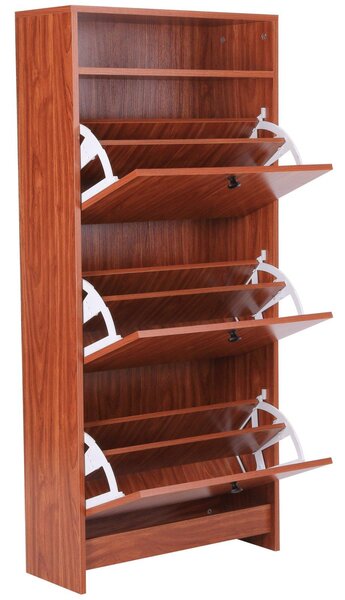 Scarpiera 3 Scomparti Legno naturale 60x24x132 cm