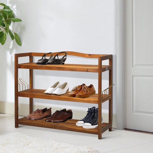 Scarpiera in Legno 3 Ripiani 74x26x62 cm