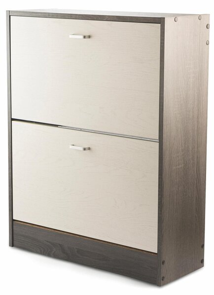 Scarpiera 2 Scomparti in MDF 63x24x80 cm Soriani Bianco e Grigio Scuro