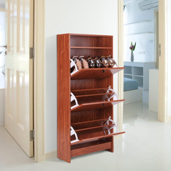 Scarpiera 3 Scomparti Legno naturale 60x24x132 cm