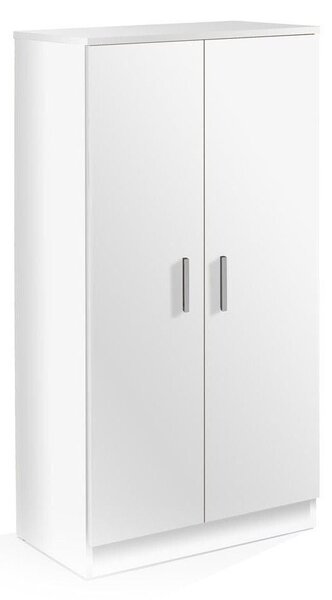 Mobile Scarpiera 2 Ante 6 Ripiani 55x108x36 cm in Legno Truciolare Bianco