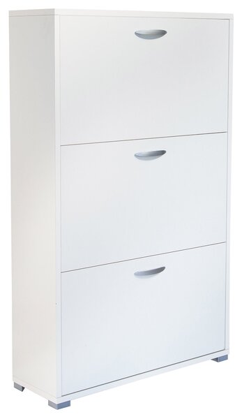 Scarpiera 3 Ante a Ribalta 73x25x120 cm in Legno Salvaspazio Bianca