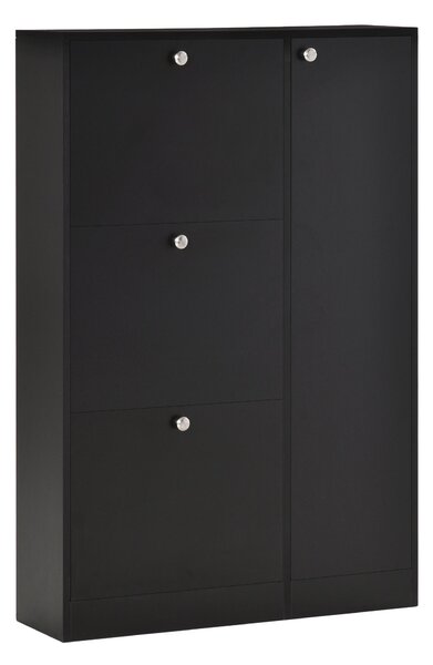 Scarpiera in Legno Nero 8 Scomparti 80x24x120 cm