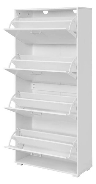 Scarpiera 4 Scomparti 67x28x147 cm 24 Paia in MDF Bianco