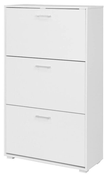 Scarpiera 3 Scomparti 67x28x112 cm 18 Paia in MDF Bianco