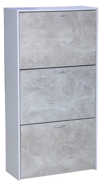 Mobile Scarpiera 3 Ante 60x24x116 cm in Legno Truciolare Bianco e Cemento