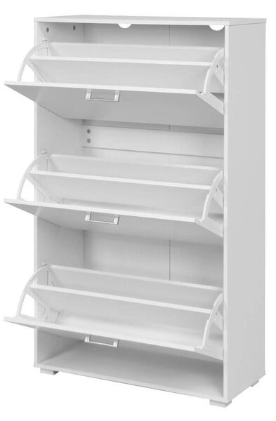 Scarpiera 3 Scomparti 67x28x112 cm 18 Paia in MDF Bianco
