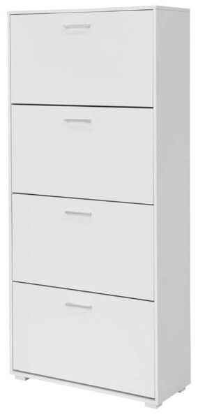 Scarpiera 4 Scomparti 67x28x147 cm 24 Paia in MDF Bianco