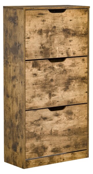 Mobile Scarpiera 3 Ante 62,5x26x117,5 cm 12-18 Paia di Scarpe in Legno Marrone