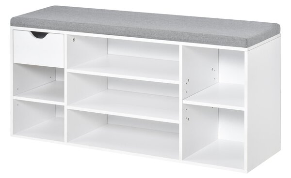Panca Scarpiera Salvaspazio 101x29x47,5 cm in Legno truciolare Bianco