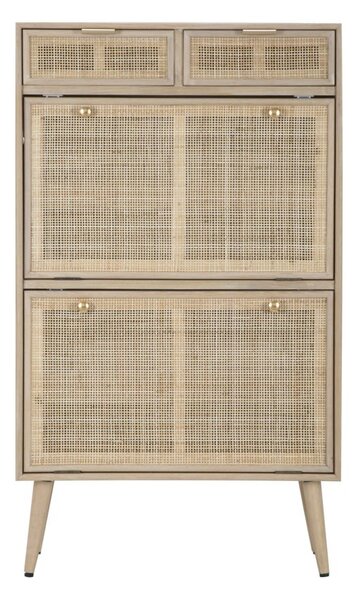 Scarpiera Paglia di Vienna 70x32x120 cm MDF e Impiallacciatura di frassino Marrone