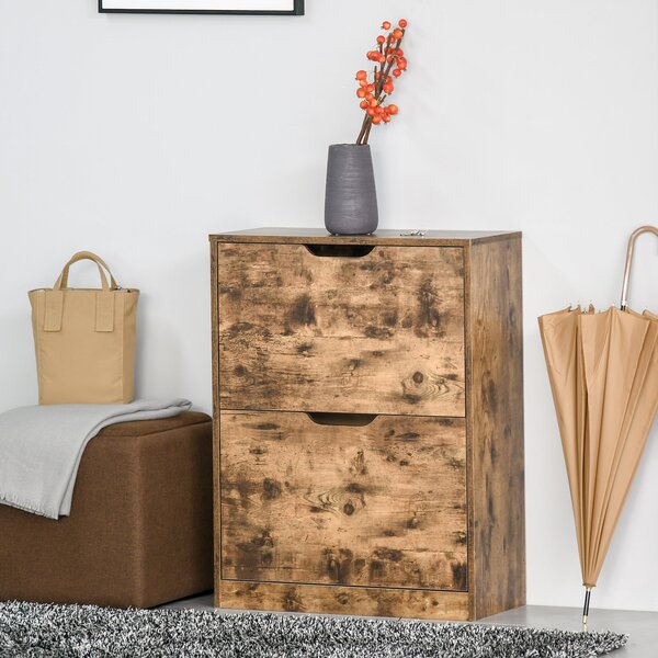 Mobile Scarpiera 2 Ante 62,5x26x81 cm 6 Paia di Scarpe in Legno Marrone