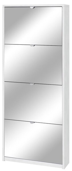 Scarpiera 4 Ante con Specchio 63x154x18 cm Ossido Bianco