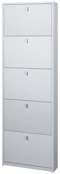 Scarpiera 5 Ante 63x190x18 cm Bianco Fiammato