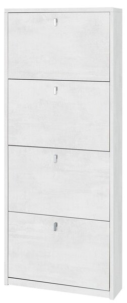 Scarpiera 4 Ante 63x154x18 cm Ossido Bianco
