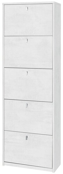 Scarpiera 5 Ante 63x190x29 cm Ossido Bianco
