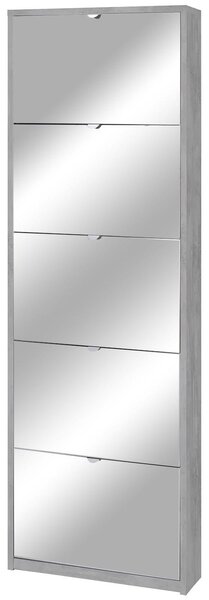 Scarpiera 5 Ante con Specchio 63x190x18 cm Cemento