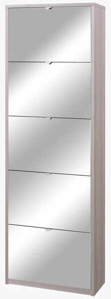 Scarpiera 5 Ante con Specchio 63x190x29 cm Olmo Chiaro