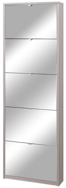Scarpiera 5 Ante con Specchio 63x190x18 cm Olmo Chiaro
