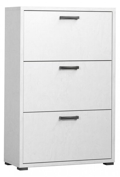 Scarpiera 3 Ante a Ribalta 75,3x33x115,7 h cm in Truciolare bilaminato Bianco Cemento