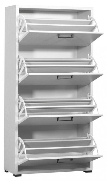Scarpiera 4 Ante a Ribalta 75,3x33x151,8 h cm in Truciolare bilaminato Bianco Cemento