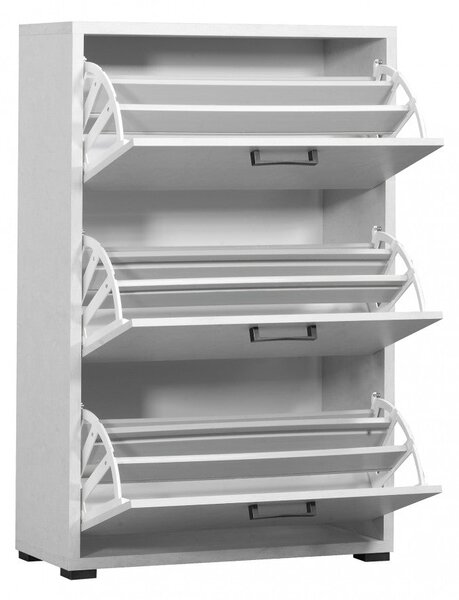 Scarpiera 3 Ante a Ribalta 75,3x33x115,7 h cm in Truciolare bilaminato Bianco Cemento