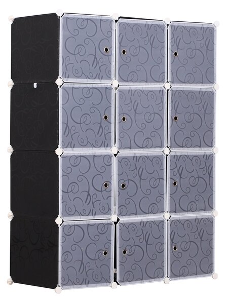 Armadio Guardaroba Componibile 111x47x145 cm Bianco e Nero