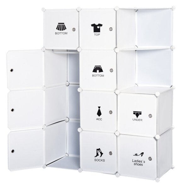 Armadio Guardaroba Modulare 10 Cubi Bianco 111x47x145 cm