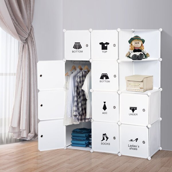 Armadio Guardaroba Modulare 10 Cubi Bianco 111x47x145 cm