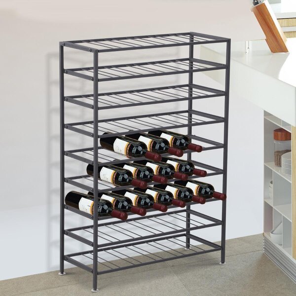 Scaffale Portabottiglie Cantina Vini in Metallo Nero 63x25x91 cm