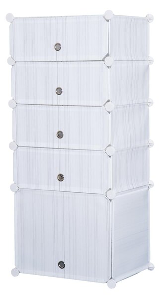 Armadio Guardaroba Scarpiera Modulare 5 Vani Bianco 49x37x108 cm