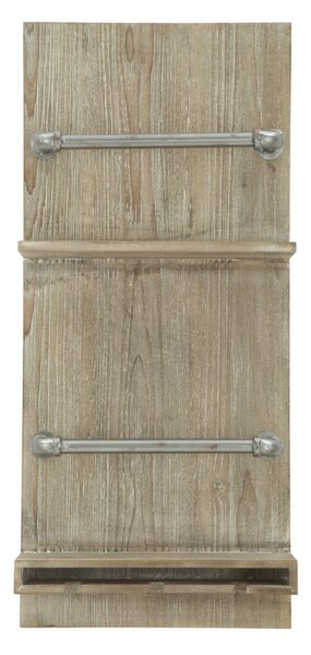 Porta Bottiglie-Bicchieri Tube Verticale 34x12x76 cm MDF e in Ferro Naturale e Argento