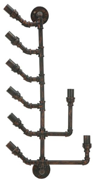 Porta Bottiglie da Muro Manhattan 8 Posti 40x9x82 cm in Ferro Nero e Rame
