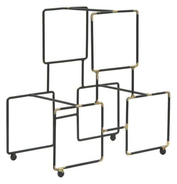 Porta Bottiglie 3 Posti Bright 25x15x27 cm in Ferro Nero e Oro