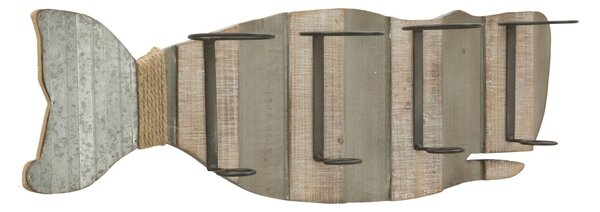 Porta Bottiglie da Muro Balena 80x12,5x25 cm in Ferro e MDF