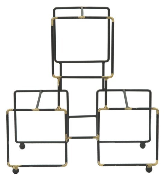Porta Bottiglie 3 Posti Bright 25x15x27 cm in Ferro Nero e Oro