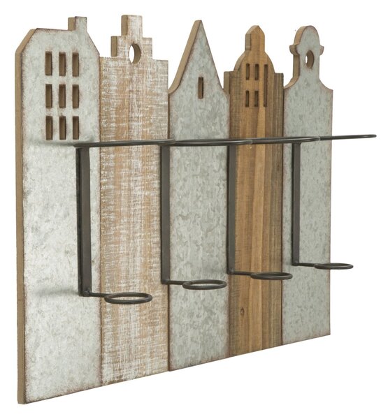 Porta Bottiglie da Muro City 60x12x40 cm in Ferro e MDF