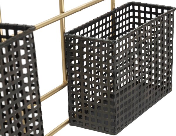 Porta Bottiglie da Muro Fashion 77x11,5x65,5 cm in Ferro Oro e Nero